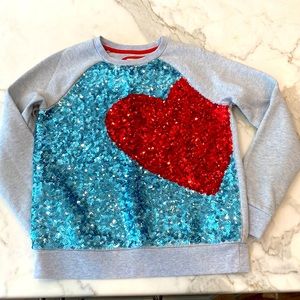 Mini Boden sequin design sweatshirt, girls size 11–12
